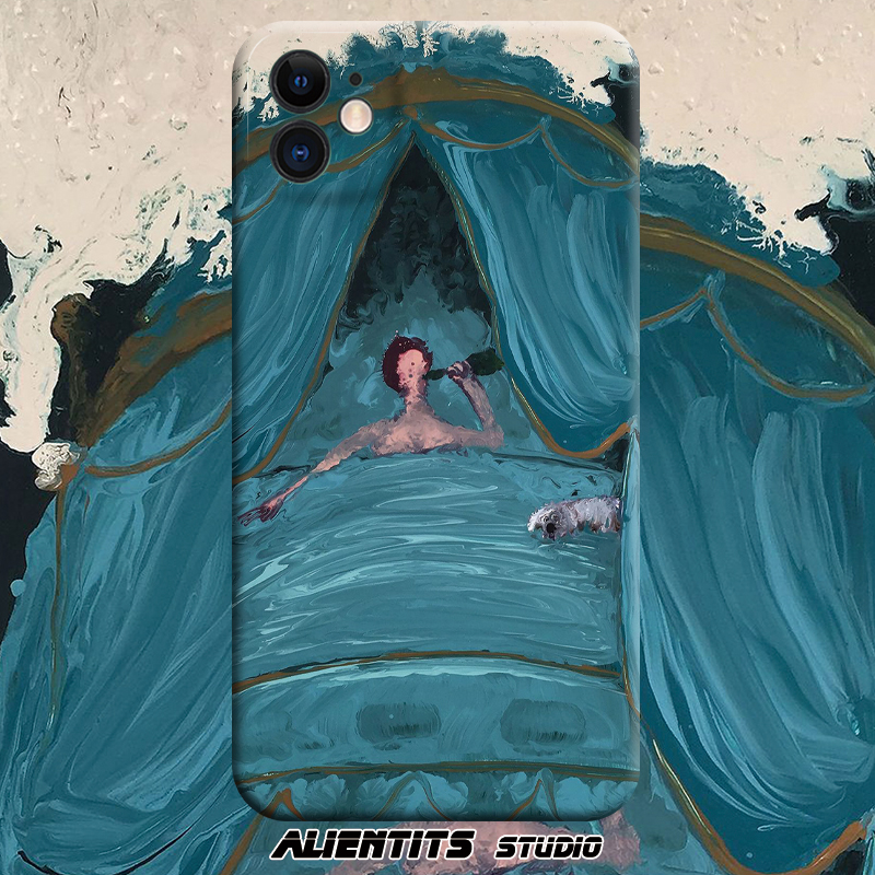 alientits 油画风酗酒度日丧美术生暗绿艺术iphone安卓定制手机壳