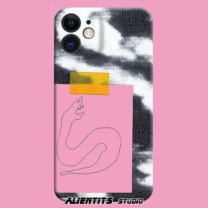 AlienTits小蛇蛇极简设计个性拼接原创粉撞色百搭小众防摔适用苹果华为小米安卓定制手机壳