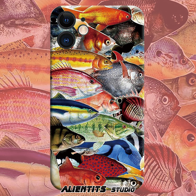 AlienTits年年有余贺新年金鱼祈福波普风趣味拼贴个性创意艺术设计小众防摔适用苹果华为小米安卓定制手机壳
