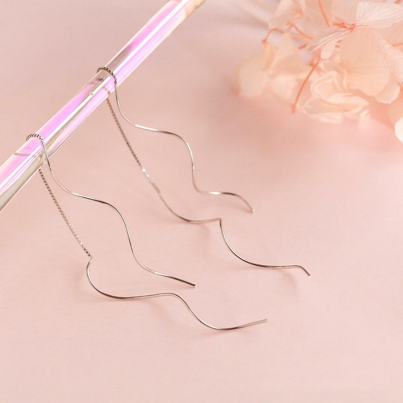 韩剧明星同款流苏耳环女简约气质时尚耳饰长款S形波浪耳线,饰品/流行首饰/时尚饰品新,耳环,淘宝优惠券,粉丝福利购,淘宝优惠卷