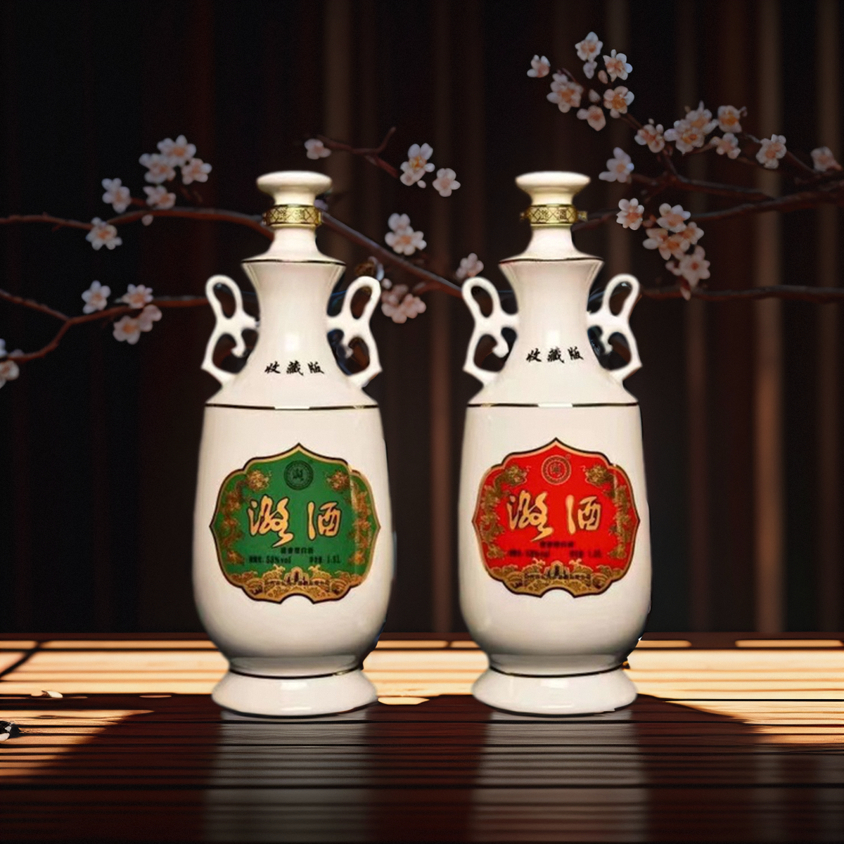 2瓶1500mlx53度长治潞酒兔年收藏白酒清香推光漆器礼盒签名收藏版