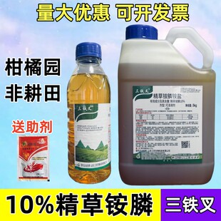 三铁叉10%精草铵膦按盐精草胺磷农药牛筋草小飞蓬除草剂果园除草
