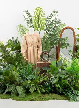 高级橱窗绿植景观仿真森林草丛景观花园网红拍照背景布置植物造景