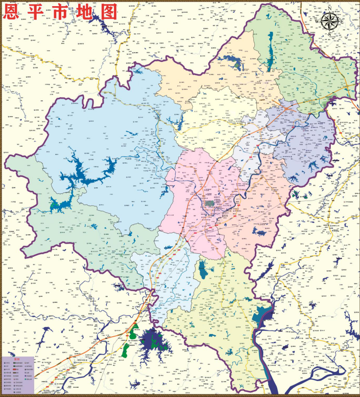 2020年广东省恩平市百度版地图行政交通旅游乡镇130x