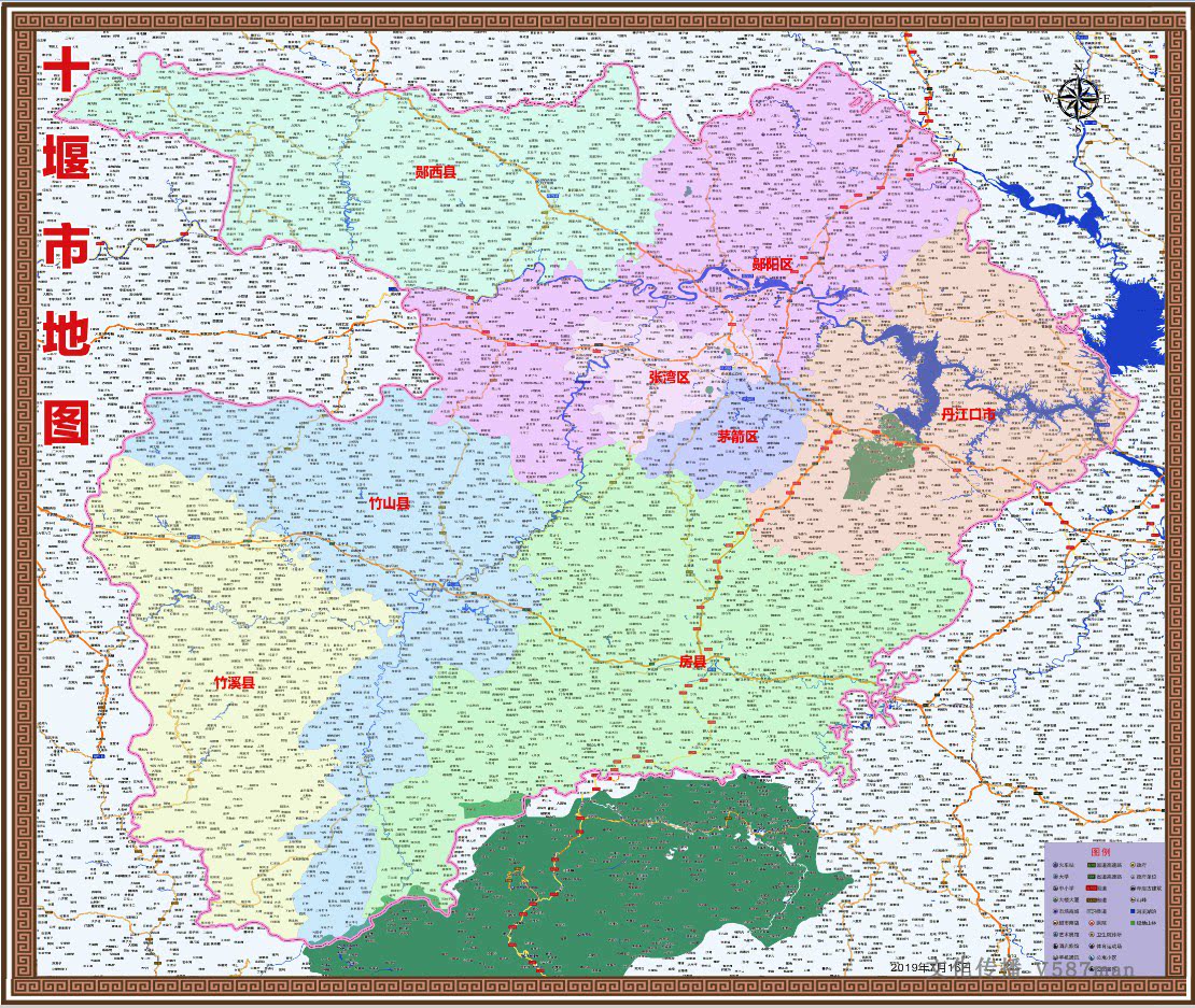 2019年湖北十堰市百度版地图竹山竹溪郧西房县丹江口市郧阳张湾