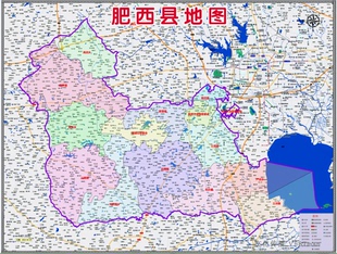 2022年3月安徽合肥市肥西县定制行政交通旅游乡镇村落分布地图