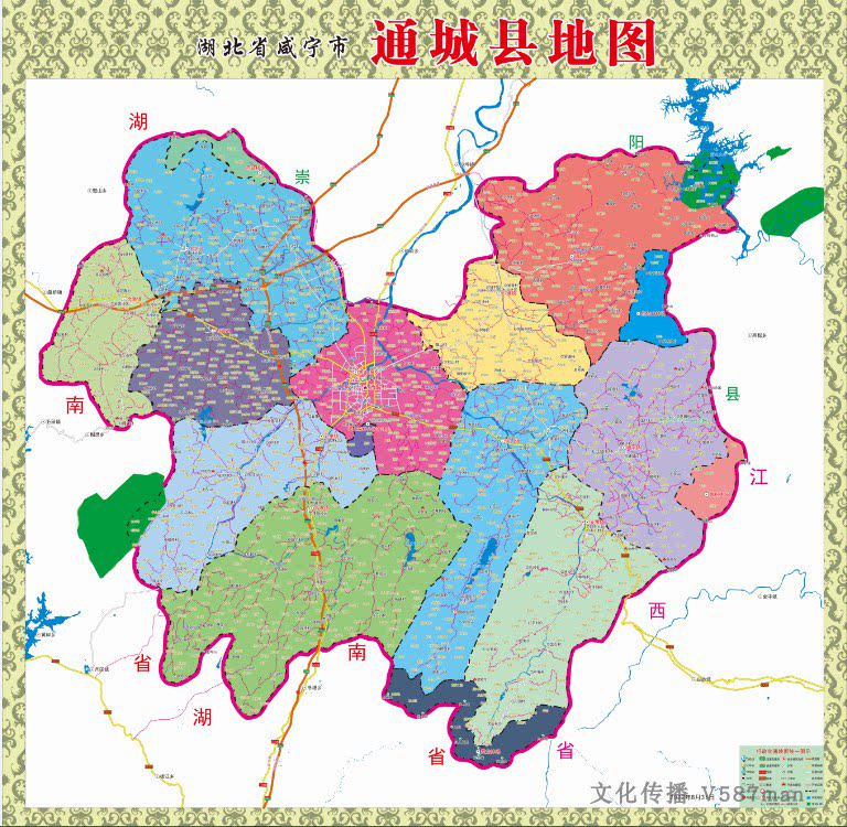 2022年8月湖北省咸宁市通城县定制交通旅游行政乡镇村落分布地图