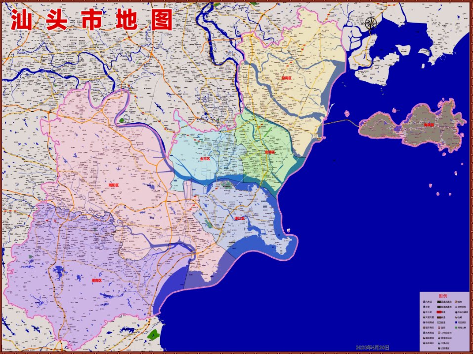 20年广东汕头市潮阳潮南豪江金平龙湖交通旅游行政乡镇村落地图