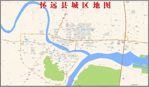 2019年安徽省蚌埠市怀远县城区地图交通旅游街道小区房产楼盘学校