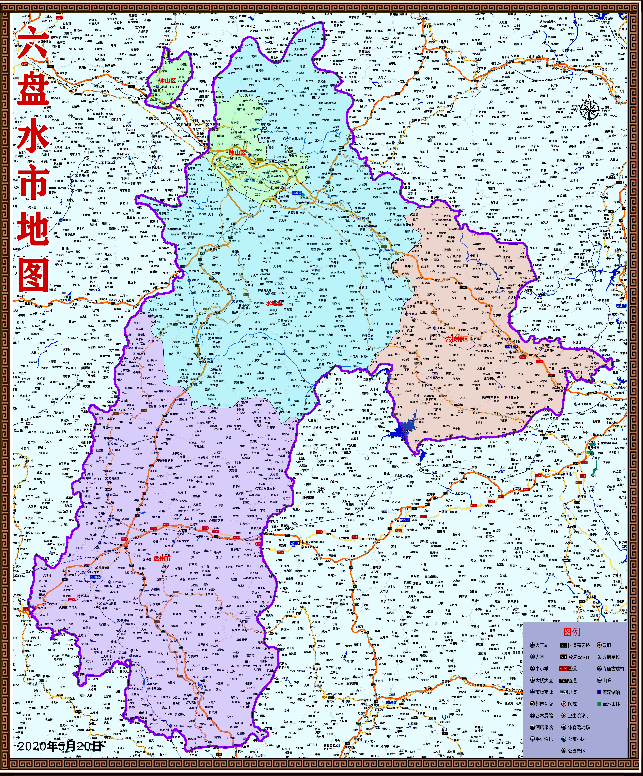 2020贵州六盘水百度版地图中山区六枝区盘州水城行政交通旅游乡镇