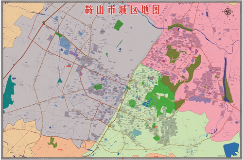 2021辽宁鞍山市城区政府单位交通旅游街道楼盘学校地图172x114cm