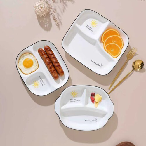 ins风陶瓷分格饭盘微波炉可加热