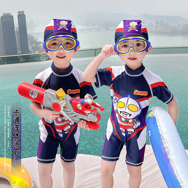儿童泳衣2025新款男童连体宝宝游泳衣防晒海边水上乐园奥特曼泳装