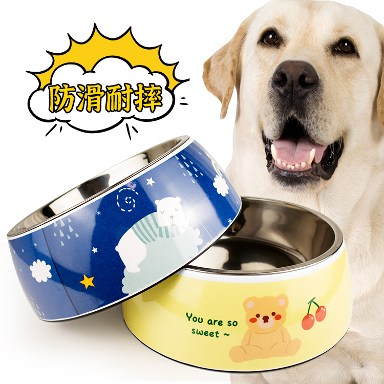 宠物防打翻大容量狗碗不锈钢单碗大型犬金毛拉布拉多大号水狗粮盆