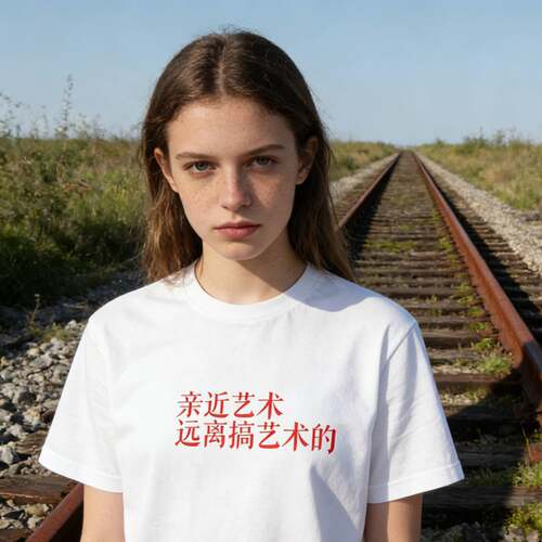 亲近艺术远离搞艺术的趣文字T恤