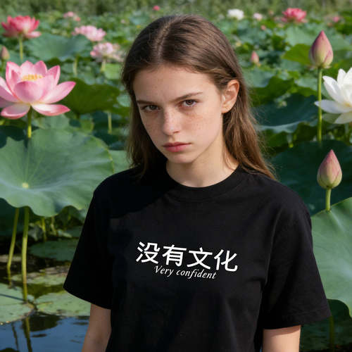 没有文化停电blackout趣文字T恤