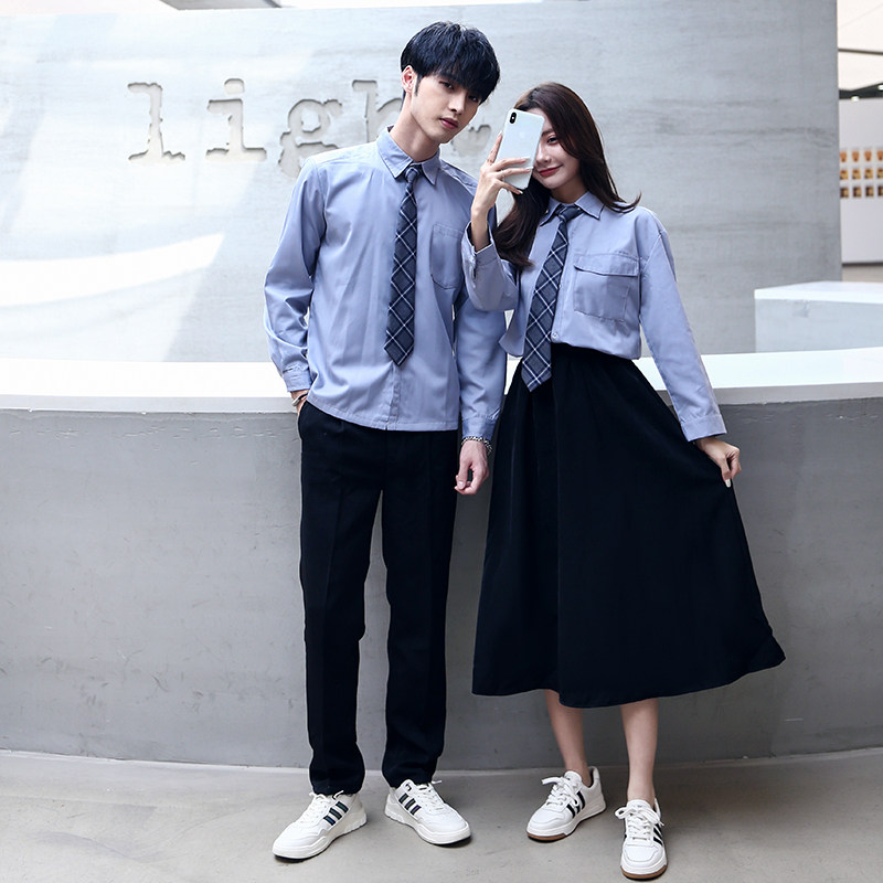 学院风初高中套装服运动会毕业季女演出服韩版宽松衬衫学生装长裙
