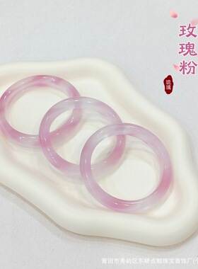 直播爆款女高品质扁条手镯冰种玫瑰粉青水绿琉璃手镯货源厂家