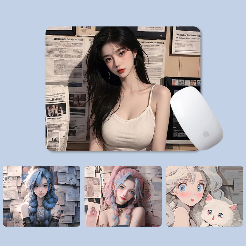 报纸墙美女鼠标垫小号鼠标垫女生可爱卡通图案办公娱乐加厚锁边,电脑硬件/显示器/电脑周边,鼠标垫/贴/腕垫,淘宝优惠券,粉丝福利购,淘宝优惠卷