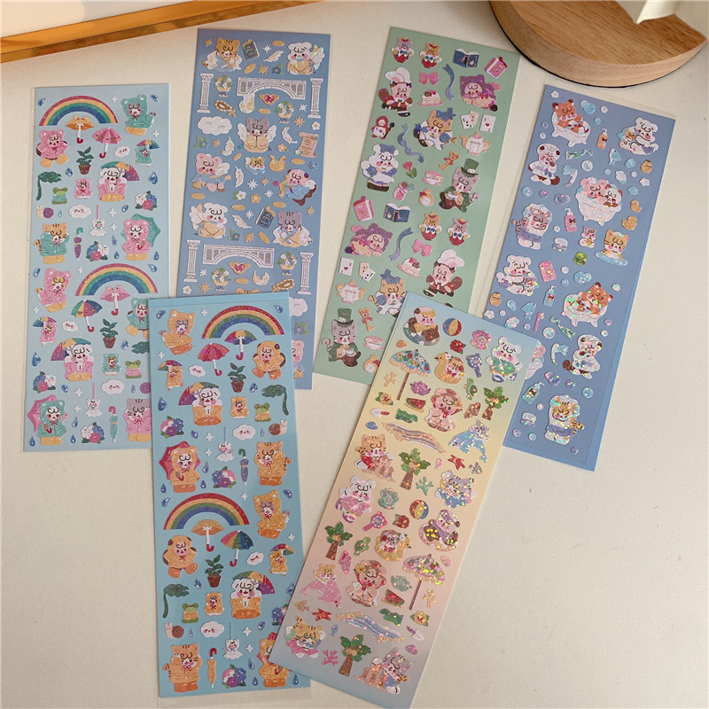 ins可爱卷卷小兔镭射闪彩咕卡贴纸卡通小猫手账diy拍立得装饰贴画,文具电教/文化用品/商务用品,贴纸/立体贴纸,淘宝优惠券,粉丝福利购,淘宝优惠卷