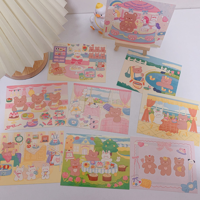 可爱粉嫩卡通贺卡小熊9张手写祝福手工礼品礼物卡片lomo风格单面,文具电教/文化用品/商务用品,贺卡/明信片,淘宝优惠券,粉丝福利购,淘宝优惠卷