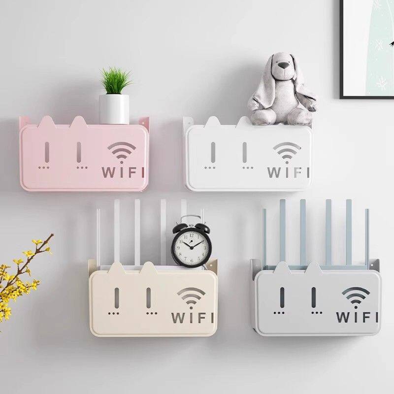 wifi路由器收纳盒wifi置物架电视机顶盒挂墙收纳架自粘