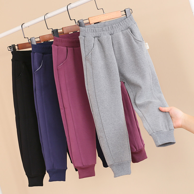 儿童一体绒加厚棉休闲裤冬款童装男女童保暖运动百搭卫裤中大童裤