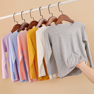 儿童薄款无痕打底衫T恤春夏童装男女童圆领长袖秋衣中大童睡衣