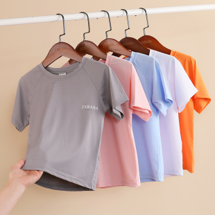 运动衫 儿童速干薄短袖 男女童半袖 夏季 冰丝休闲上衣中大童 T恤衫