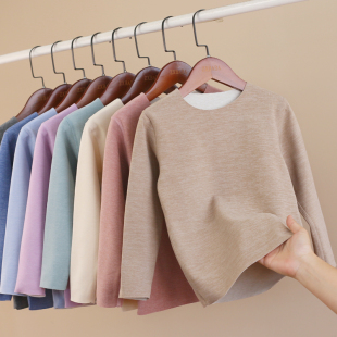 儿童蚕丝羊毛德绒秋衣保暖内衣冬男女童加厚打底衫中大童圆领T恤