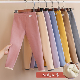 儿童加绒厚德绒保暖裤冬款男女童弹力发热打底裤宝宝中大童长秋裤