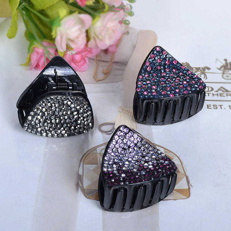 韩国进口发饰简约头发夹子抓夹弹簧发夹大号气质水钻中号发抓顶夹