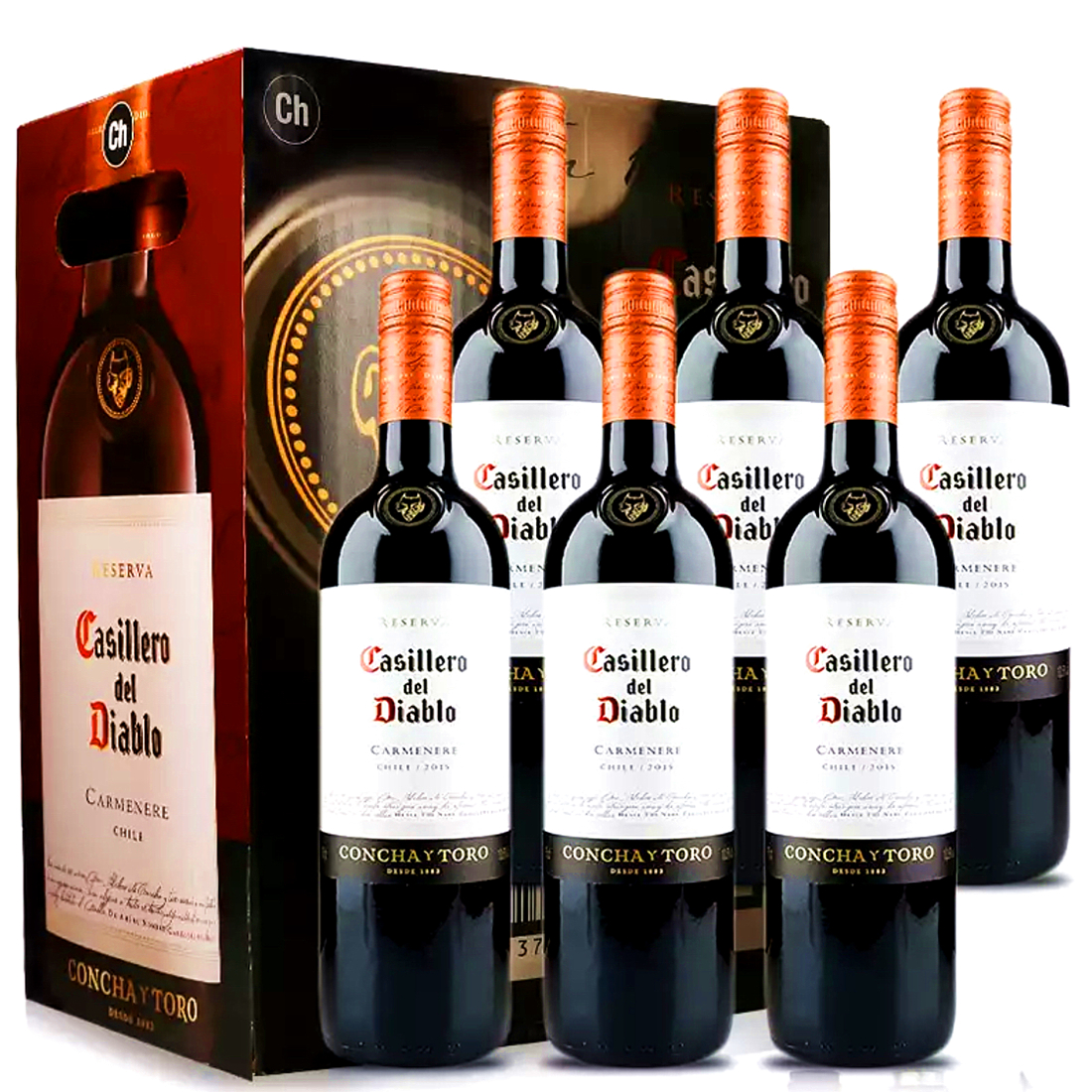 干露 红魔鬼佳美娜红葡萄酒 Casillero Del Diablo  750mlx6瓶