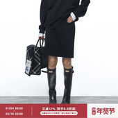 黑色松紧腰显瘦直筒五分卫裙 ourhour Athflow风 女冬设计感短裙