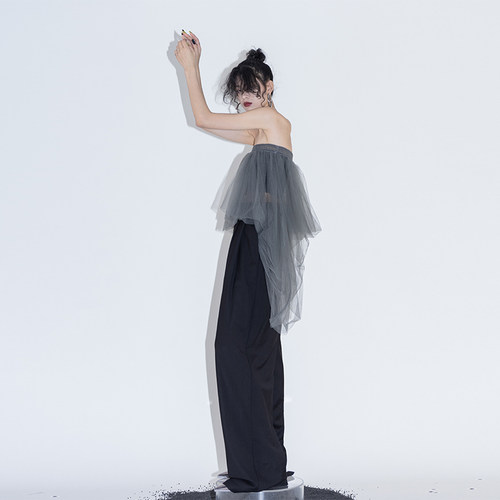 ourhour不规则乌云灰抹胸