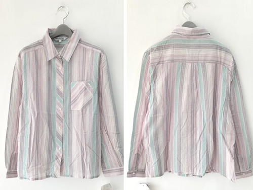 外贸日系女款纯棉条纹拼接衬衣 出口日本 服装领域深耕30年
