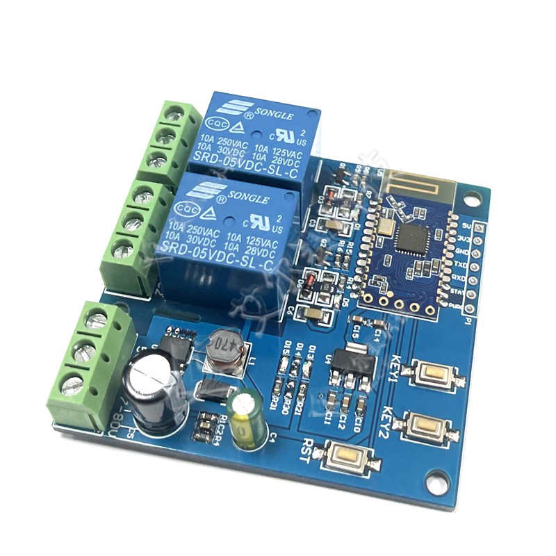 2路蓝牙5.0继电器 BLE蓝牙 蓝牙组网 MESH组网 手机APP遥控开关
