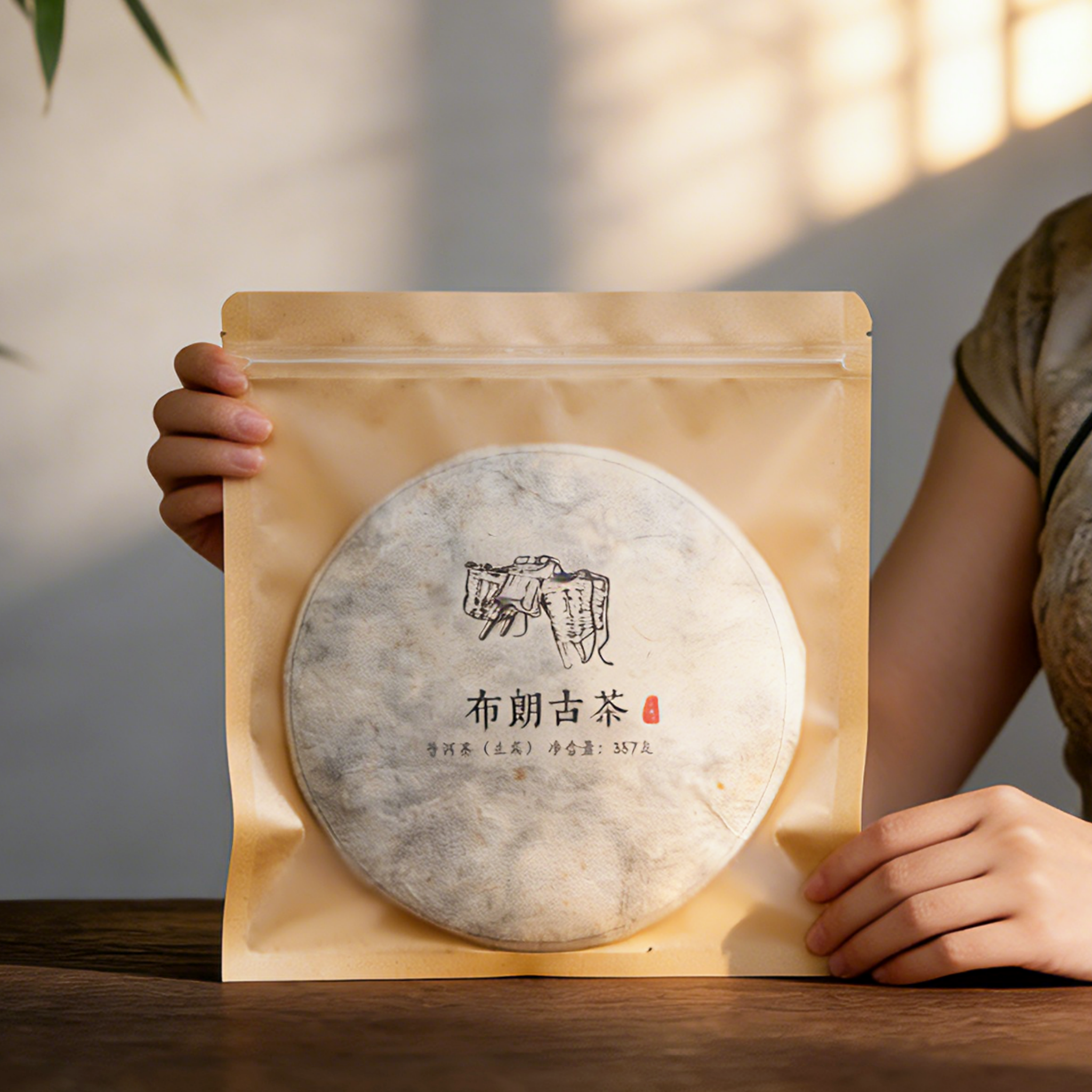 茶饼密封袋200克357克500克普洱茶包装袋牛皮纸饼茶自封袋收藏袋