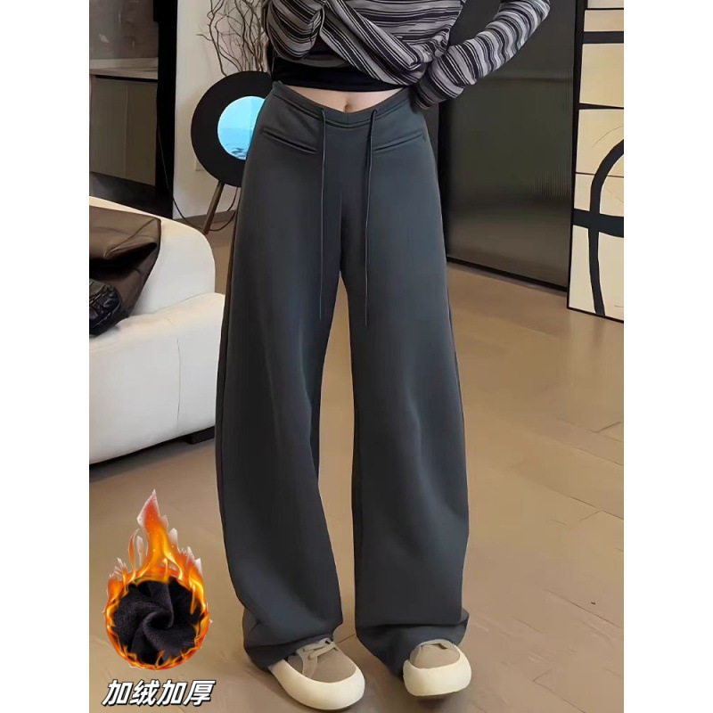 加绒加厚个性弯刀裤冬季新款提臀香蕉裤质感直筒休闲卫裤