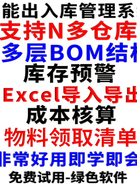 生产组装制造业物料清单材料多层BOM结构多仓库出入库存管理系统