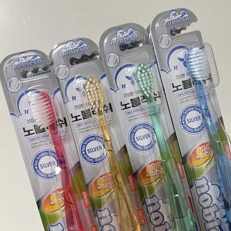 韩国产进口正品软毛牙刷金色白色黑色绿色刷毛水晶透明手柄