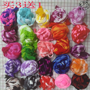 买三组送一组丝袜花材料手工DIY两色优质双色丝网红黄蓝绿紫白色
