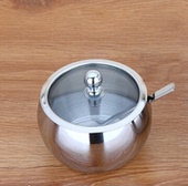 直销 玻璃调味瓶调料盒盐罐三件套 不锈钢304可视调味罐 调味盒