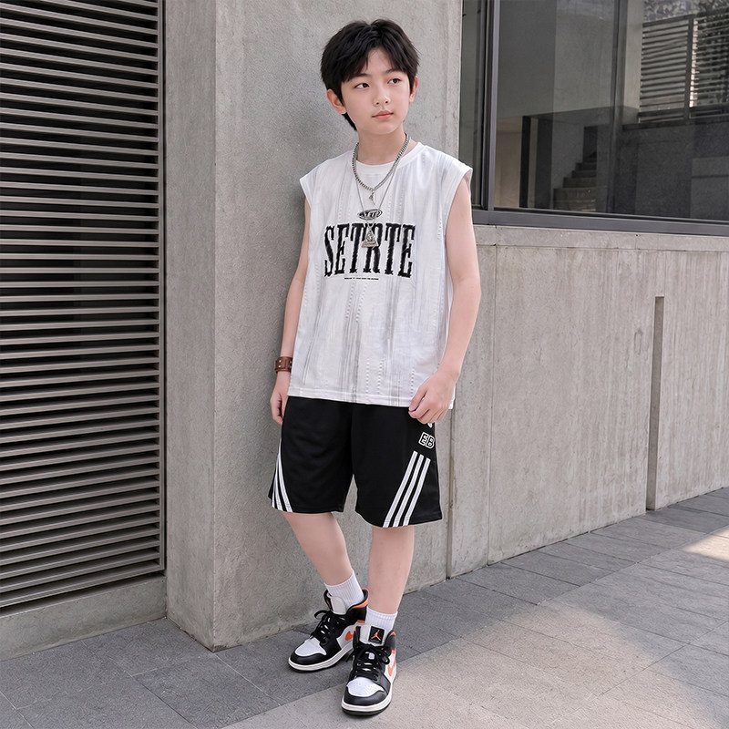 休闲棉混夏季印花套装运动宽松潮