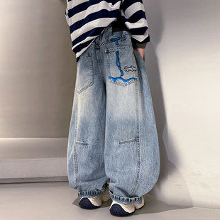 男童春款牛仔裤2026新款炸街中大童春秋季儿童弯刀裤男孩休闲裤潮