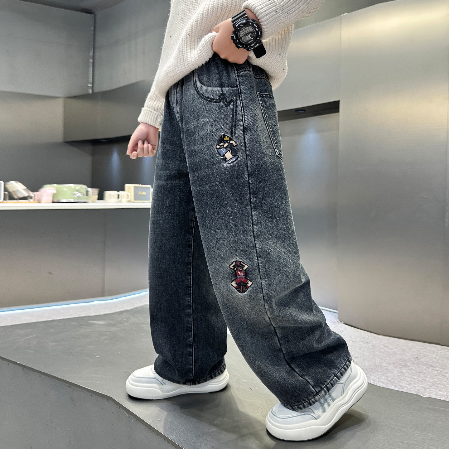 长裤牛仔布牛仔裤一体绒休闲裤潮