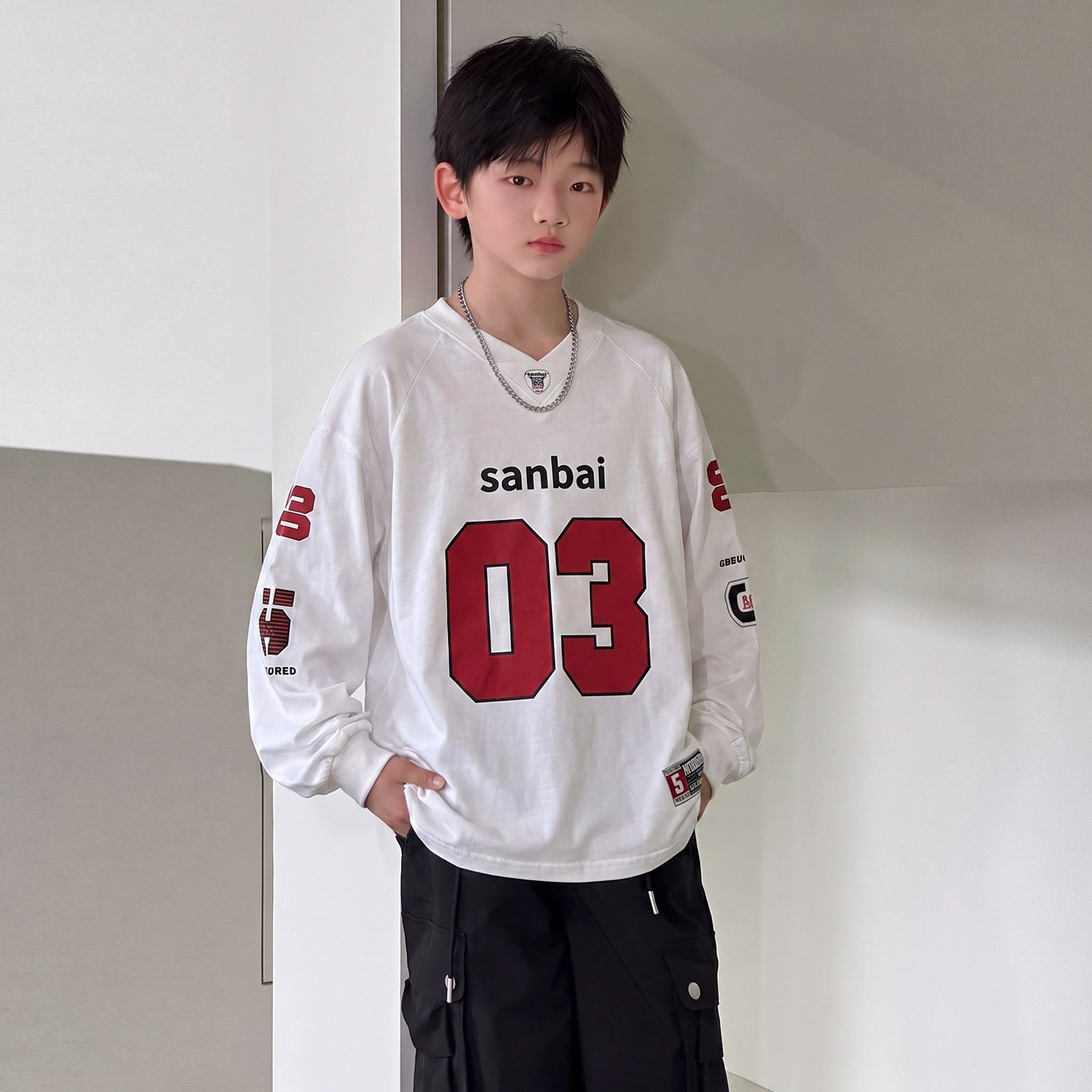 春秋季男童棉布休闲领子卫衣百搭