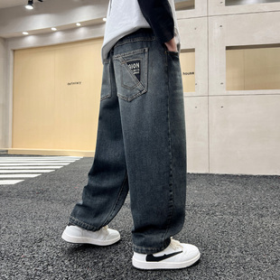 男童牛仔裤秋款2025新款潮牌中大童秋季长裤儿童秋装裤子痞帅宽松