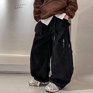 男童工装裤春秋款2026新款痞帅中大童韩版宽松裤子儿童春季长裤潮