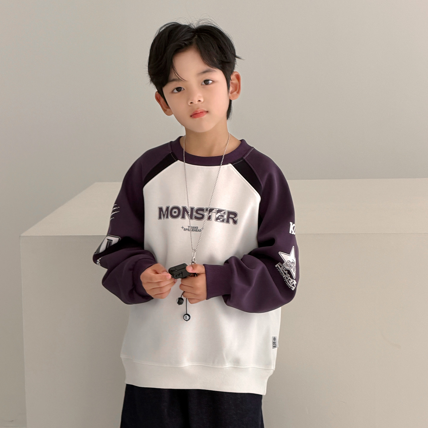 男童春款圆领卫衣2026新款洋气儿童装中大童春秋男孩打底衫内搭潮